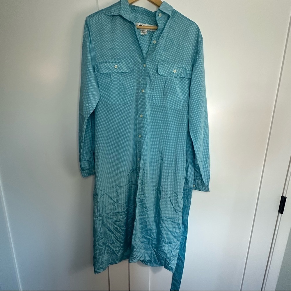 Ms Chaus blue white polka dot shirt dress 8 feminine satin Vintage 80’s 90’s - Picture 5 of 15